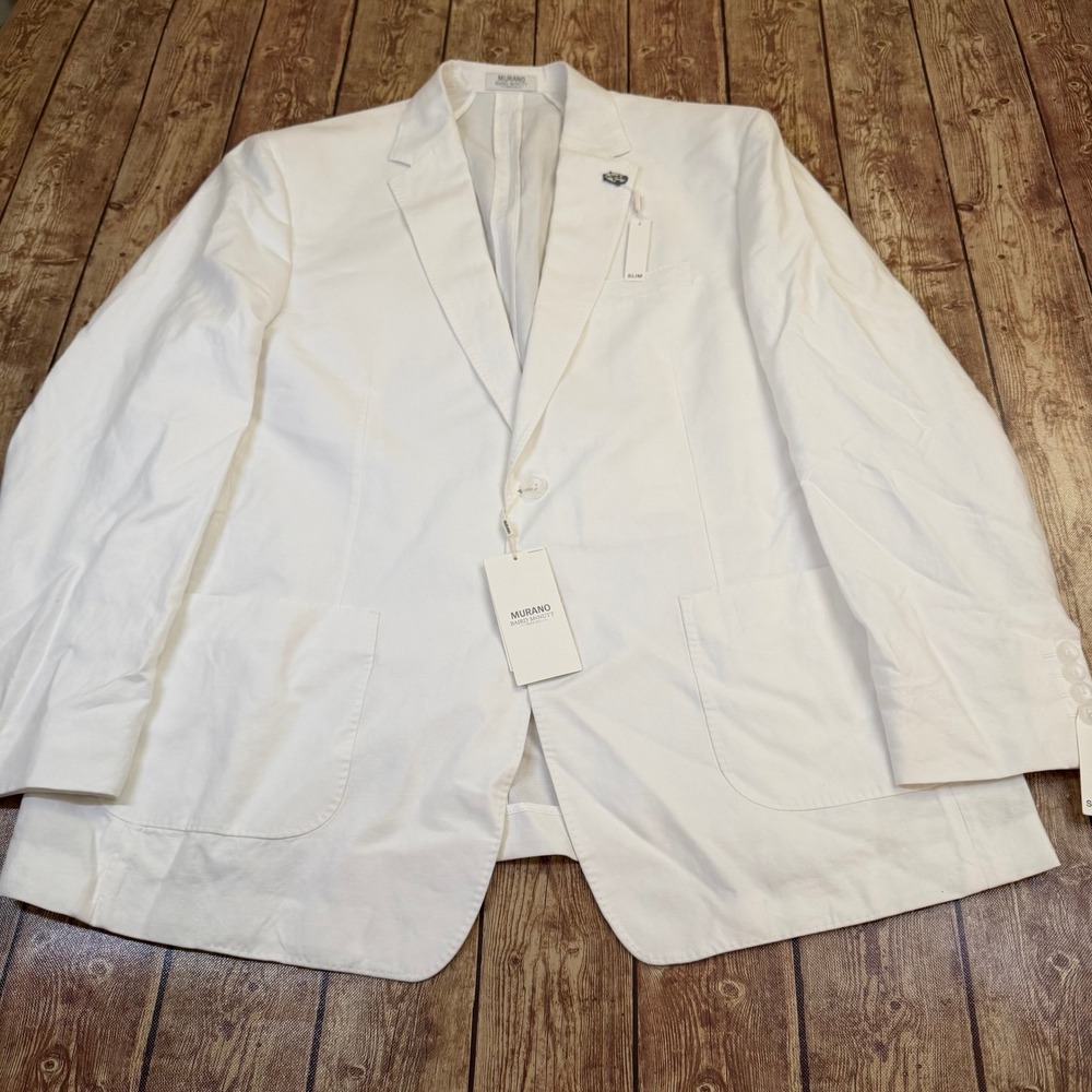 Murano Baird McNutt Blazer Mens XXL White Slim Fit Linen Cotton Sport Coat NWT